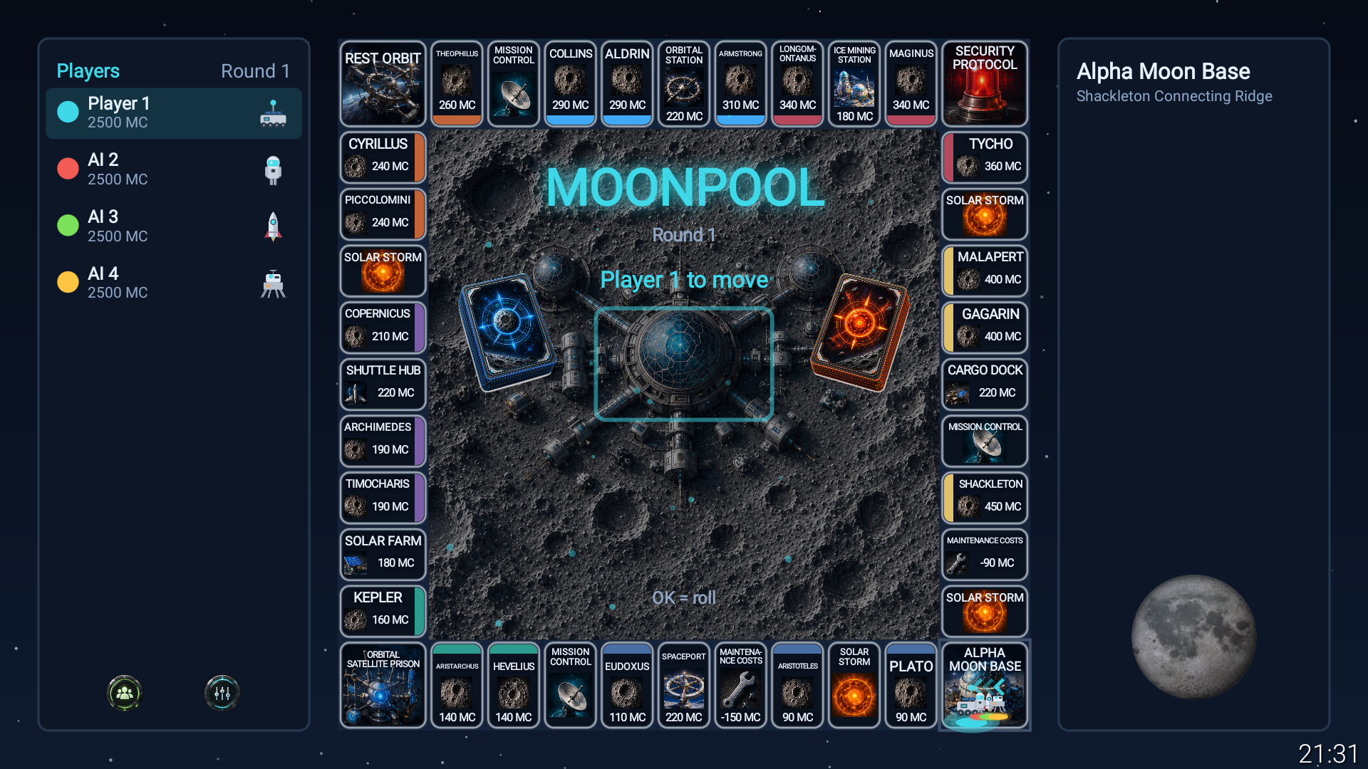 Moonpool Game Board Overview