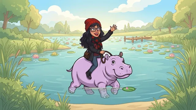 Alia riding Hippo